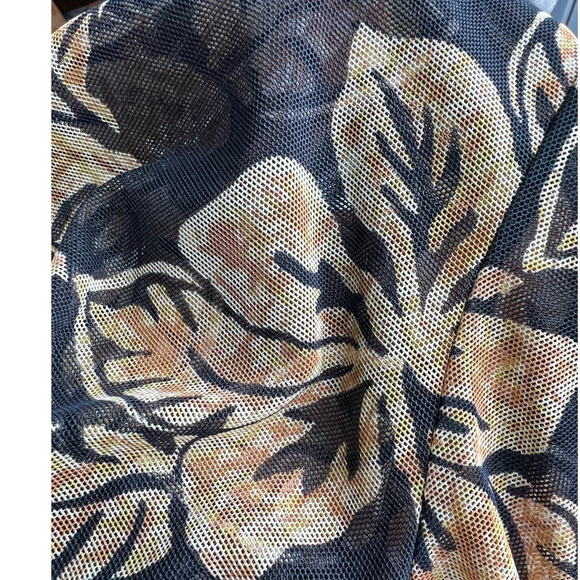 Vintage Cole Illusion Mesh Baby Doll Top, Floral, Black/Orange, size Medium - Picture 9 of 9